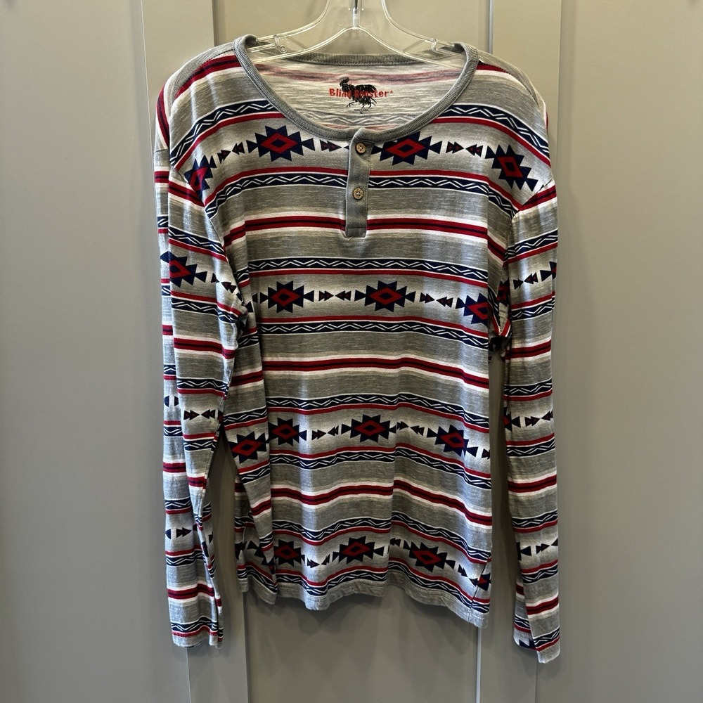 Blind Rooster Aztec Style Graphic Shirt Long Sleeve Women's Casual Large